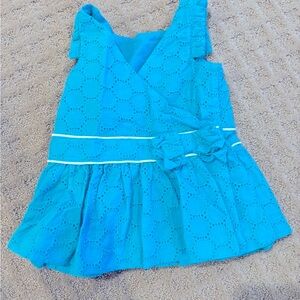 Janie and Jack Blue Ruffled Blouse with V-Neck and Defined Waist